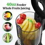 TER Juicer Machine, Cold Press Juicer with 4.8" Wide Chute, Slow Masticating for Whole Vegetables & Fruits