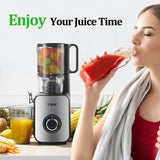 TER Juicer Machine, Cold Press Juicer with 4.8" Wide Chute, Slow Masticating for Whole Vegetables & Fruits