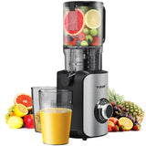 TER Juicer Machine, Cold Press Juicer with 4.8" Wide Chute, Slow Masticating for Whole Vegetables & Fruits