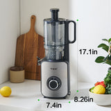 TER Juicer Machine, Cold Press Juicer with 4.8" Wide Chute, Slow Masticating for Whole Vegetables & Fruits
