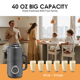 TER 8-in-1 Nut Milk Maker, 40oz Blender Homemade Almond, Oat, Soy, Coconut Milk, Juice & Soup, Electric Bean Milk Machine with Delay Start/Auto-Clean/Boil Water/Keep Warm