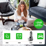 TER Juicer Machine, Cold Press Juicer with 4.8" Wide Chute, Slow Masticating for Whole Vegetables & Fruits