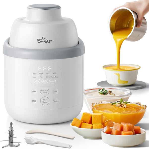 Bear NutriEase Baby Food Steamer and Blender, Stainless Steel, One-Step Auto Processor