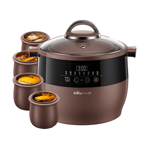 Bear Purple Clay Stew Pot Set DDZ-B45Z2 , 4.5L + 4x 0.5L