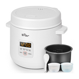 Bear Mini Rice Cooker, DFB-S12E6, 2 Cups Uncooked, 300W with Oats & Preset, White
