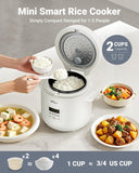 Bear Mini Rice Cooker, DFB-S12E6, 2 Cups Uncooked, 300W with Oats & Preset, White