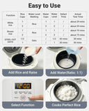 Bear Mini Rice Cooker, DFB-S12E6, 2 Cups Uncooked, 300W with Oats & Preset, White