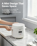 Bear Mini Rice Cooker, DFB-S12E6, 2 Cups Uncooked, 300W with Oats & Preset, White