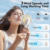 BEAR Handheld Fan DFS-Y03A3, Portable Rechargeable 2000mAh, 3-Speed, Foldable, Quiet, 2–10H Use, 180° Adjustable