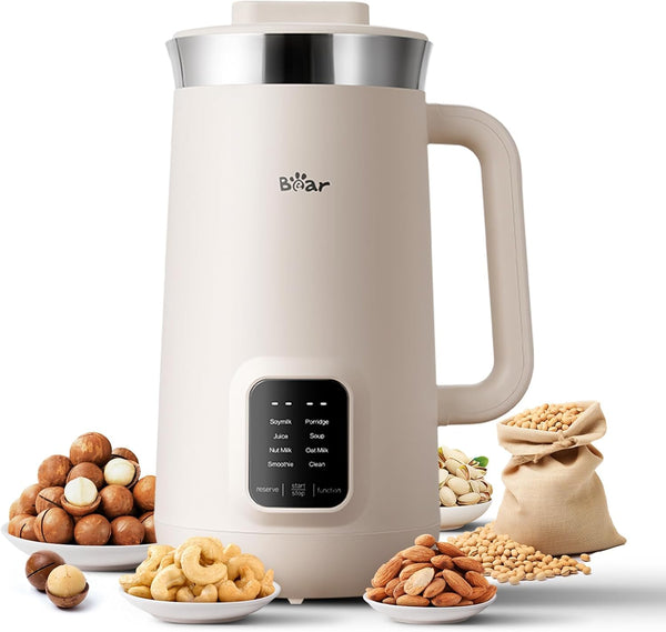 Bear 8-in-1 Nut Milk Maker Machine DJJ-E08R1，1.2L/40oz Soy & Almond Milk Maker with One-Touch Operation, Self-Clean, 12H Delay Start, 6H Keep Warm for Oat Milk, Juice, Soup etc.