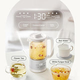Bear HK-5L06P04 Mini Health Pot, Electric Kettle Tea Maker with Infuser, Glass Kettle & 316L Stainless Steel, 6 Auto Menus, 0.6L Compact Size, White