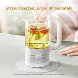 Bear HK-5L06P04 Mini Health Pot, Electric Kettle Tea Maker with Infuser, Glass Kettle & 316L Stainless Steel, 6 Auto Menus, 0.6L Compact Size, White