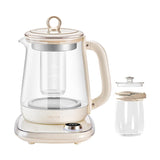 Bear HK-5L15B05 Electric Kettle, 1.5L Health Pot with Small Bubble Technology, Stainless Steel & Glass Kettle, 6 Programs, 1000W, Cream White