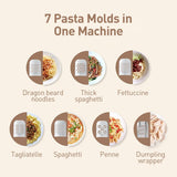 Joydeem Electric Pasta Maker Machine, Automatic Noodles Maker with Dough Making Function, 7 Discs, 750g/26.5Oz, JD-NL21