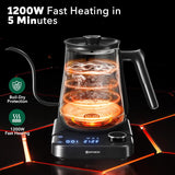 Gooseneck Electric Kettle, Temp Control, 1200W Fast Heat, Keep Warm, 0.8L for Coffee & Tea KFJ-D10Z1