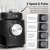 Bear 800W 6-Speed Blender, Smoothie Blender for Kitchen with 50oz(1.5L) BPA-Free Cup/Suction Feet/Feeding Hole/10 blades, Countertop Blender for Smoothies, Crush Ice, Frozen Fruit, Juice and Puree LLJ-K15B7