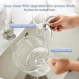 Bear QSJ-K03N5 8-Cup (2L) Electric Food Processor, 300W Grinder with Glass Bowl, 4 Stainless Steel Blades, 2 Speeds, Easy Clean for Meat & Veggies