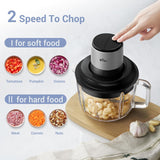 Bear QSJ-K03N5 8-Cup (2L) Electric Food Processor, 300W Grinder with Glass Bowl, 4 Stainless Steel Blades, 2 Speeds, Easy Clean for Meat & Veggies