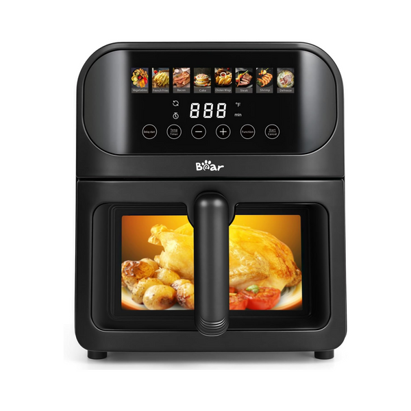 Bear Air Fryer 6.4Qt, 8 in 1 Airfryer Timer Temp Adjustable Large Visible Window QZG-P15J5
