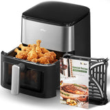 Bear 6.3QT Smart Touchscreen Air Fryer QZG-T17U7— 4D Turbo Crisp, See-Through Window, Steam Function & Dishwasher-Safe Basket