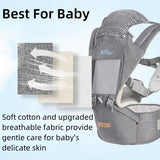 Bear Baby Carrier with Hip Seat, 6-in-1 Ergonomic Design for Newborn to Toddler, Adjustable