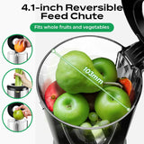 Bear Masticating Juicer Machine YZJ-E01J5 | Slow Cold Press Juicer with 4.1 inch Large Feeding Chute