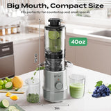 Bear Masticating Juicer Machine YZJ-E01J5 | Slow Cold Press Juicer with 4.1 inch Large Feeding Chute