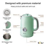 Bear Stainless Steel Electric Kettle – 1.7L Retro Green ZDH-A17V5