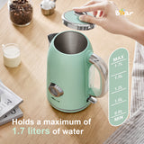 Bear Stainless Steel Electric Kettle – 1.7L Retro Green ZDH-A17V5