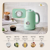 Bear Stainless Steel Electric Kettle – 1.7L Retro Green ZDH-A17V5