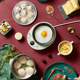 Bear Electric Small Food Steamer 2 Tier, Egg Cooker with Steaming & Frying, 9.5h Preset, 360W, ZDQ-B14Y5