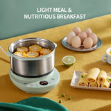 Bear Electric Small Food Steamer 2 Tier, Egg Cooker with Steaming & Frying, 9.5h Preset, 360W, ZDQ-B14Y5
