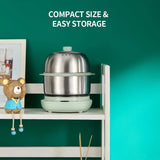 Bear Electric Small Food Steamer 2 Tier, Egg Cooker with Steaming & Frying, 9.5h Preset, 360W, ZDQ-B14Y5