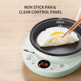 Bear Electric Small Food Steamer 2 Tier, Egg Cooker with Steaming & Frying, 9.5h Preset, 360W, ZDQ-B14Y5